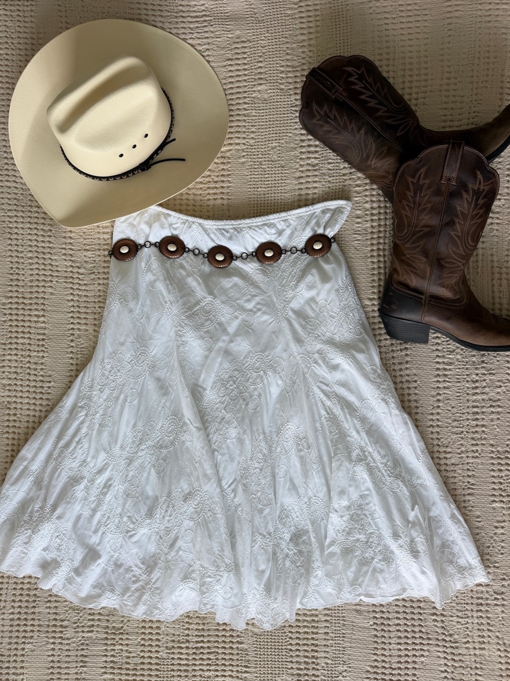 100% Cotton White Cottage Core Skirt